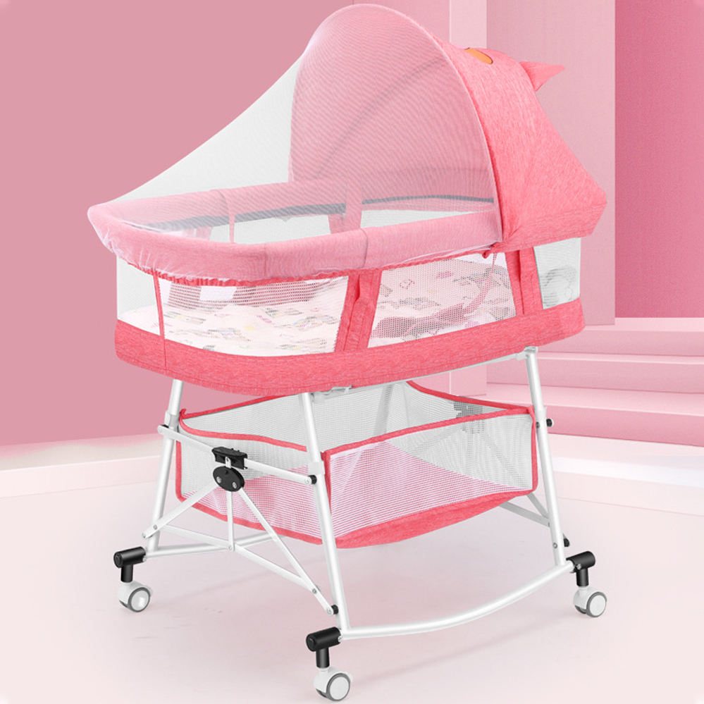 3 in 1 Baby Crib Portable Cradle Cart Rocker Bed Newborn Sleeping