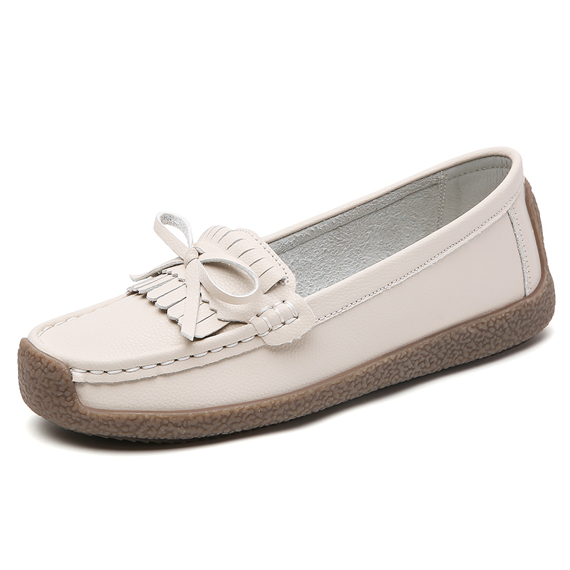 Fashion Flat Women Shoes Casual Leather Loafers Boat Shoes Shopee