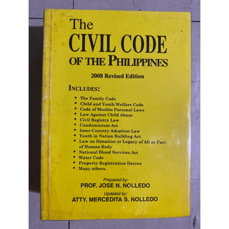 The Civil Code of the Philippines by jose nolledo 2008 edition Shopee