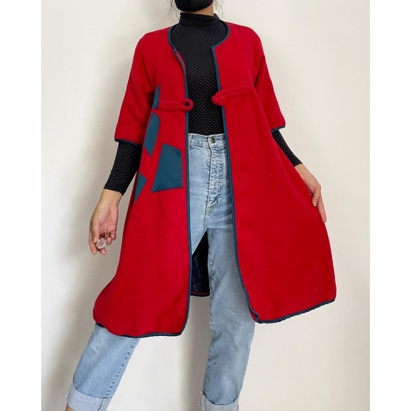 Red wool winter coat (LARGE) Shopee Philippines