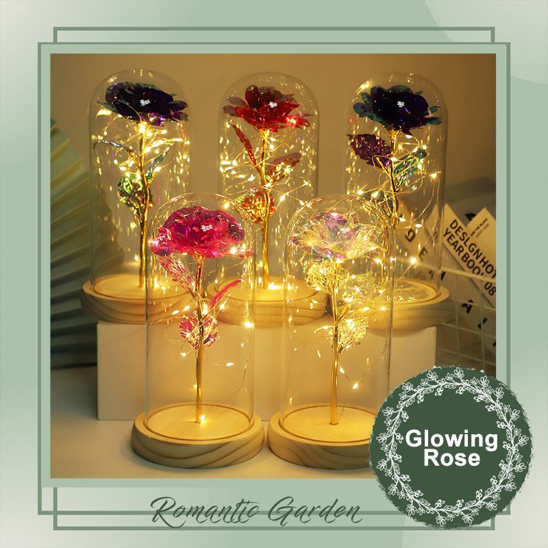 【Glowing Rose】Artificial flower Flash Rose Gold foil flowers colorful