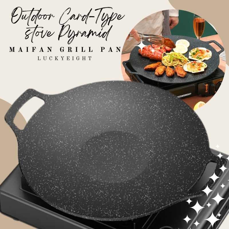 Stone Dual Handle Nonstick Grilling Frying Pan Outdoor Camping Korean