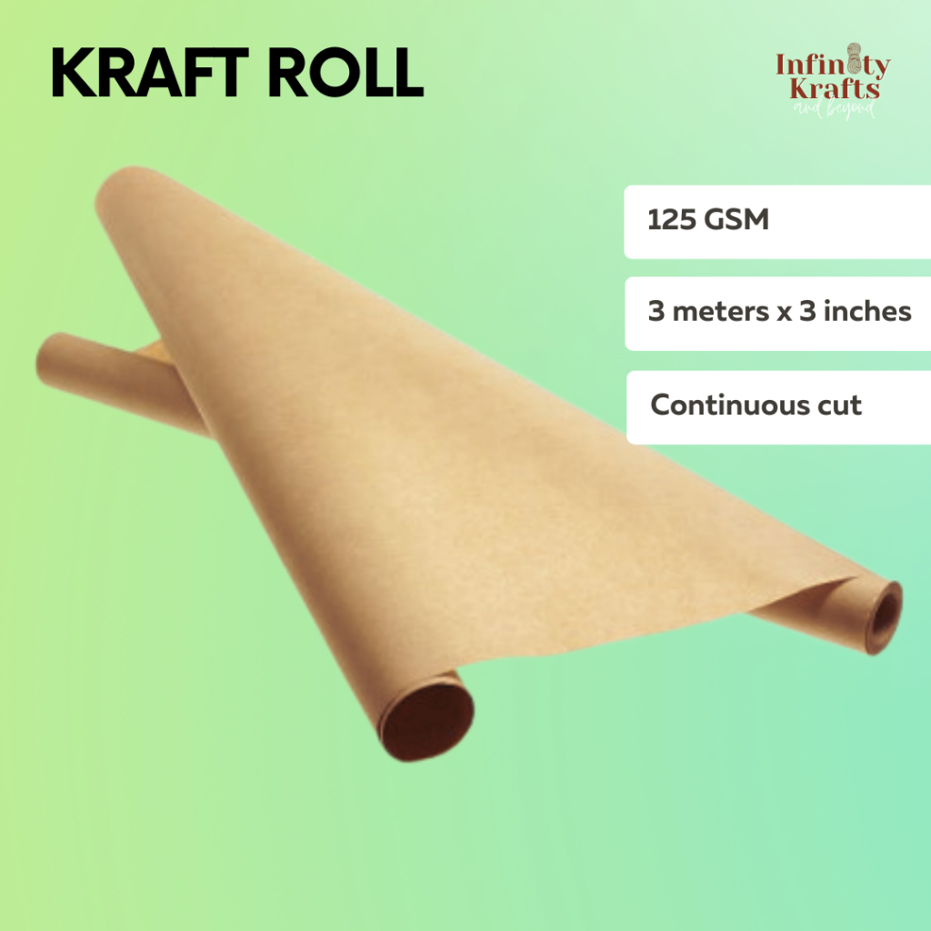 INFINITY KRAFTS KRAFT PAPER ROLL (34"x 3meters)125gsm CONTINUOUS CUT