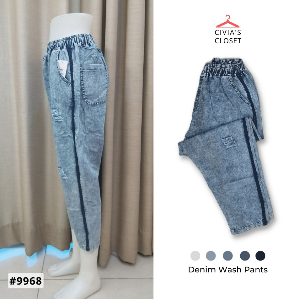 Blueberry New Denim wash style Ripped Boyfriend Maong pants for women