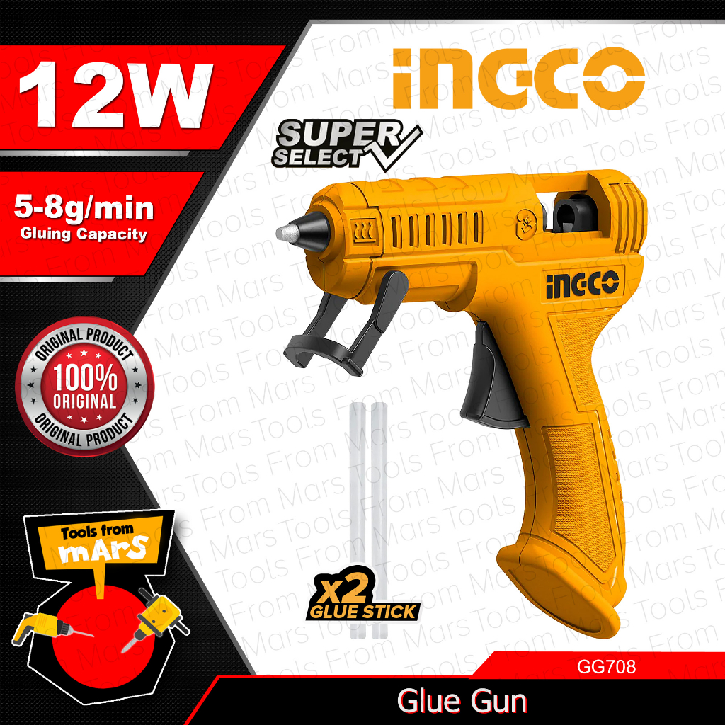 INGCO Corded Hot Glue Gun 100W 12W Adhesive Glue Gun Electric Glue