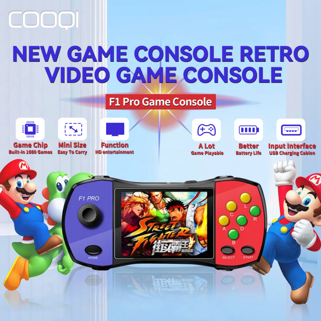 COOQI F1 PRO NEW Retro Video Game Console 1660 Games 4K HD Screen