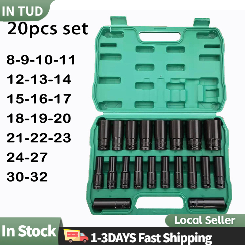 Impact Wrench Socket 20 pcs Set 1/2'' Electric Power Tool Hex Socket