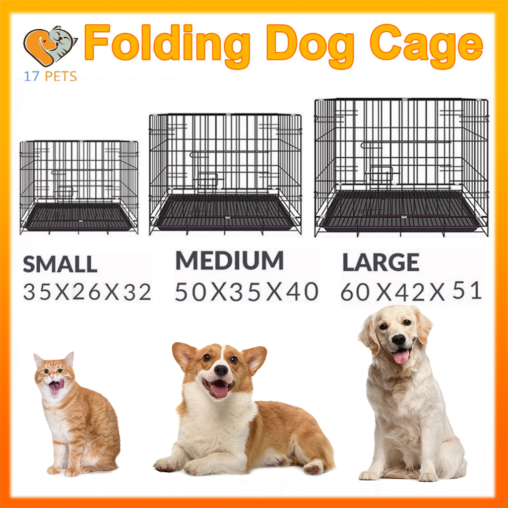 Premium Dog Cage With Poop Tray Cat Cage Heavy Duty Pet Cage Collapsible Foldable Puppy Cage