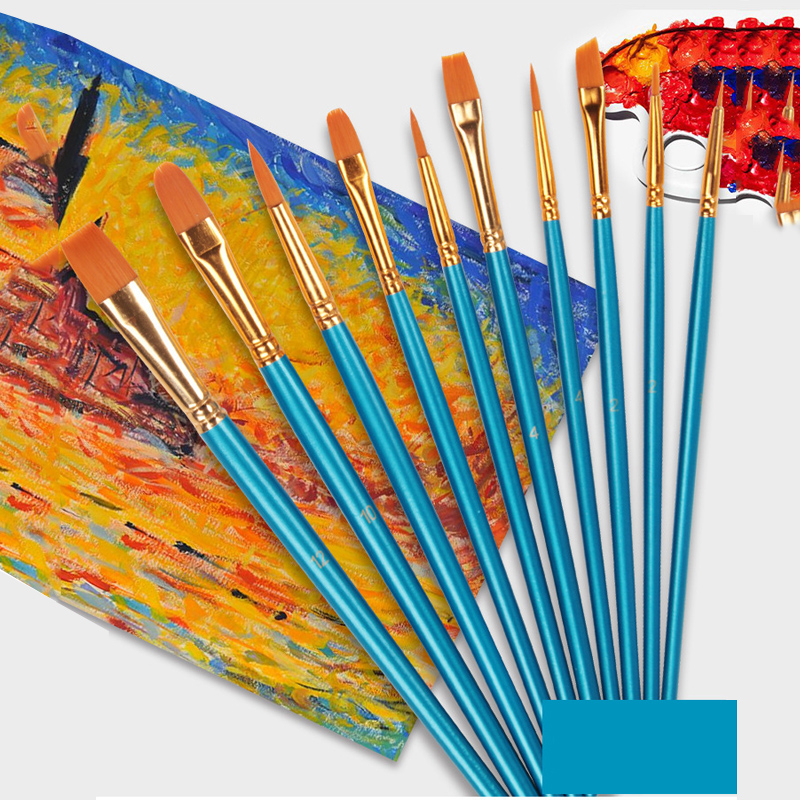 Painting Brush Acrylic Painting Brush Art Supplies Nylon Brushes 10 pcs