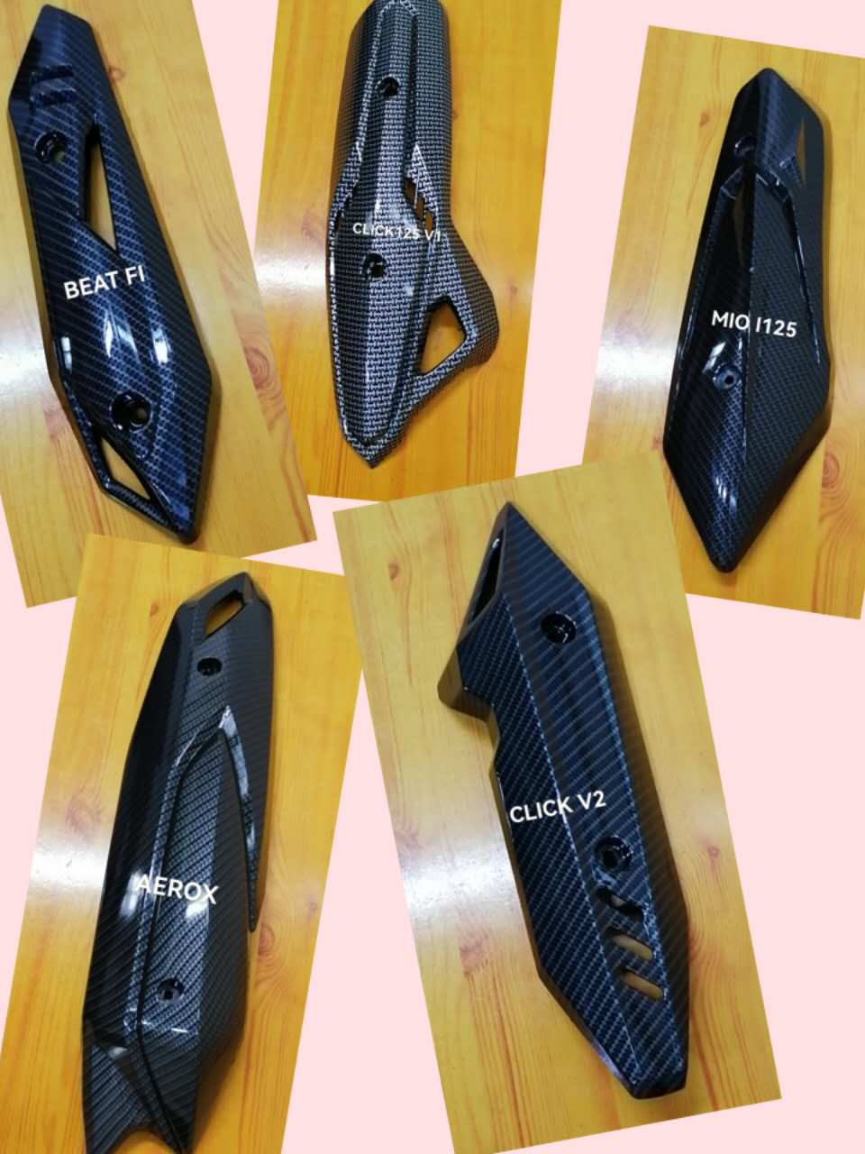 MOTORCYCLE MUFFLER COVER FOR AEROX/CLICK V1/V2/MIO SPORTY/MIO I125/M3/BEAT FI CARBON TYPE