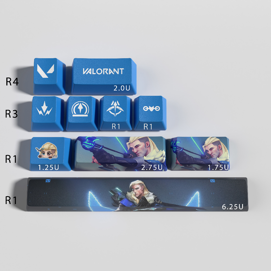Valorant Sova Custom PBT dye 10 keys OEM Profile Mechanical Keyboard
