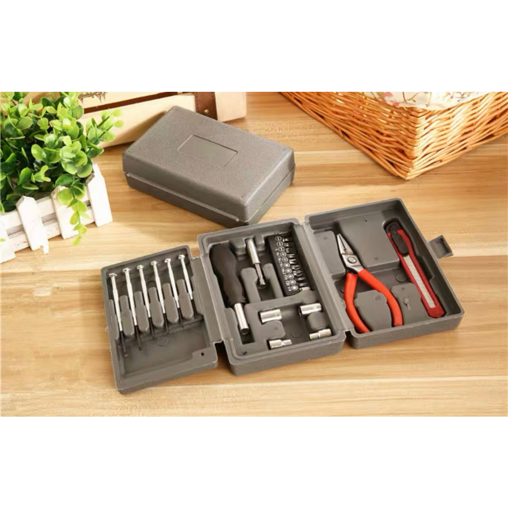 24PC home multi-function toolbox Tool set Box hardware tool Car Vise ...