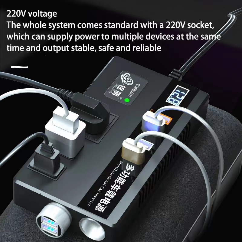 SOARFLY Smart Car Power Inverter 12/24V to 220V Car Home Charger Multi ...