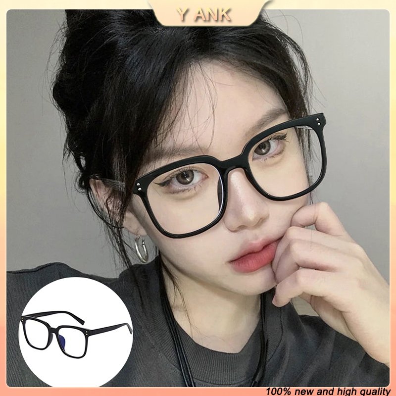 YAN Influencer Black Frame Glasses Female Trendy Big Face Slimmer Look Ultra Light tr90 Square Large Shopee Philippines