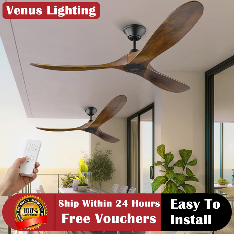Wood Ceiling Fan With Remote Control Nordic DC Ceiling Fan 6 Speeds