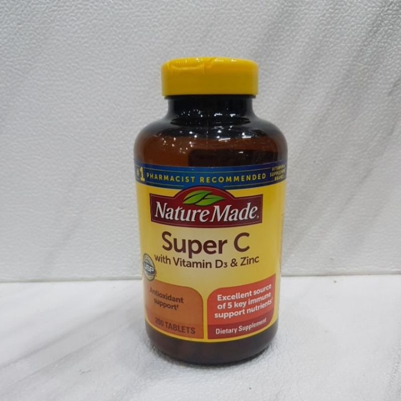 Nature Made Super C avec vitamine D3 et zinc, complément alimentaire pour le soutien immunitaire, 60 comprimés, approvisionnement de 60 jours