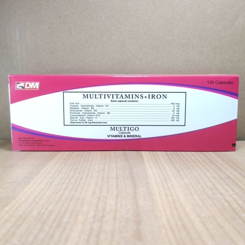 MULTIGO MultiVitamins + iron 100 capsules Shopee Philippines