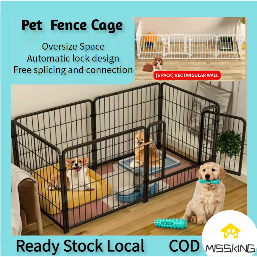 Dog Fence Pet Playpen Dog Cage Large Stainless Steel Collapsible Indoor  Sangkar Kucing Cage Cat Rabbit Kennel House 【Ready Stock Local]