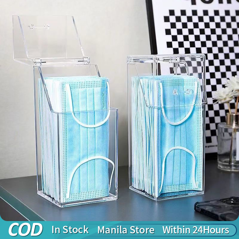 Acrylic Face Mask Dispenser Box Large Capacity Clear Storage Box with ...