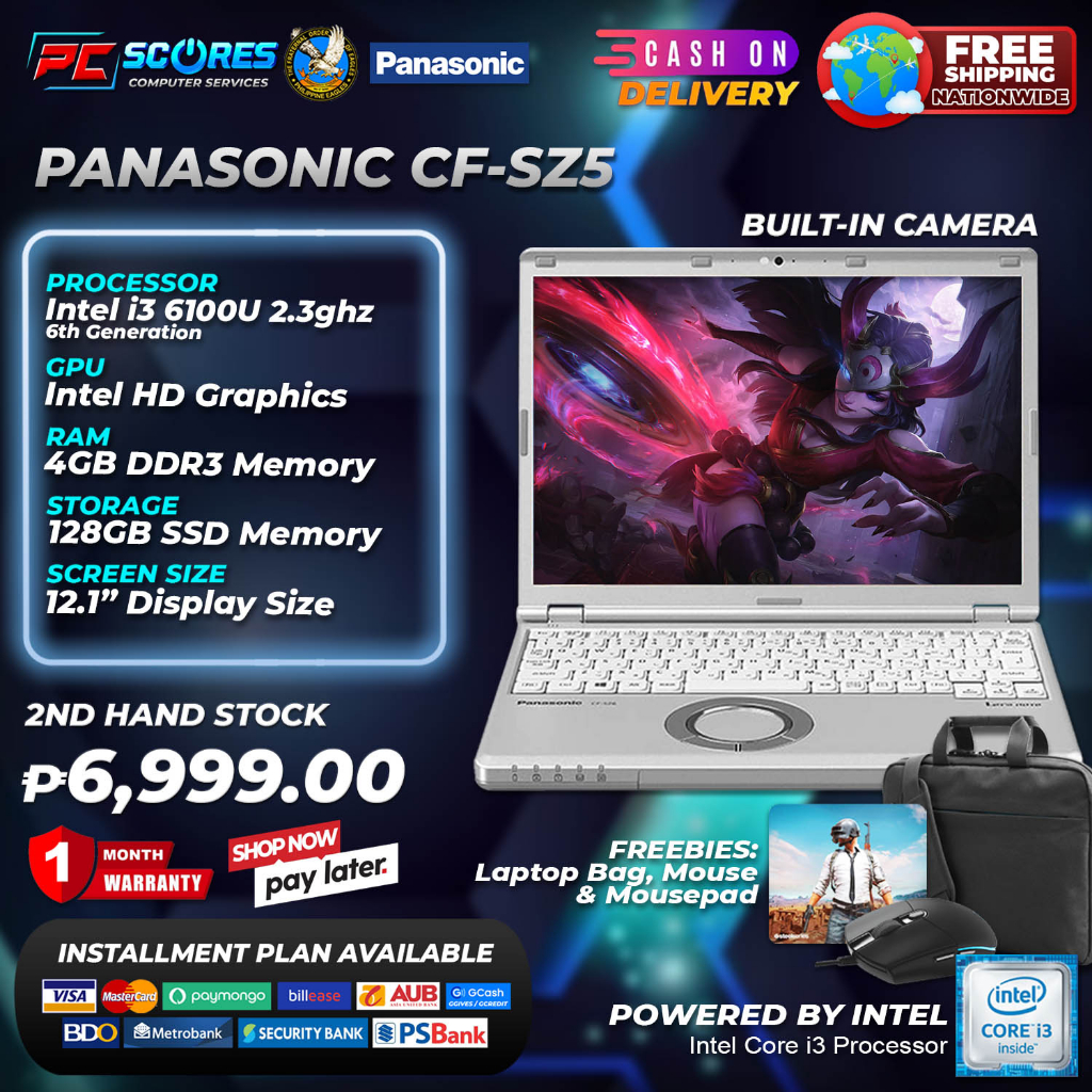 Laptop PANASONIC CF-SZ5 Intel Core i3 6100U 2.3ghz 4gb 128gb SSD