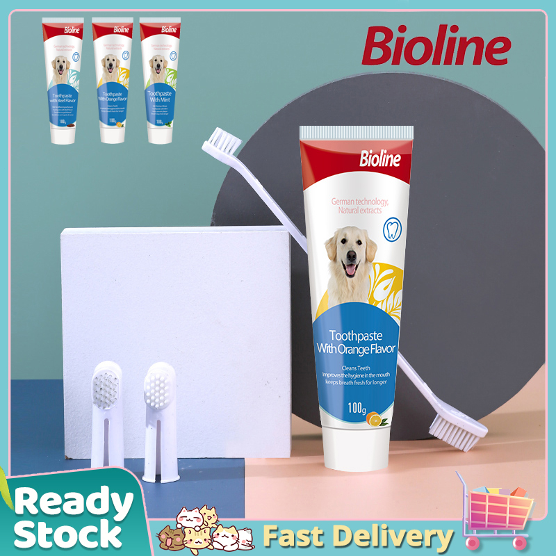 Bioline 100g Pet Dental Care Set Toothbrush and Toothpaste Set Pet Dog