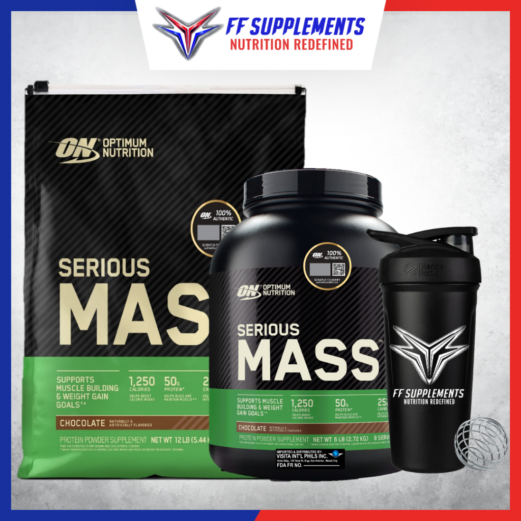 Optimum Nutrition ON Serious Mass (6lbs, 12lbs) Mass Gainer with Shaker ...