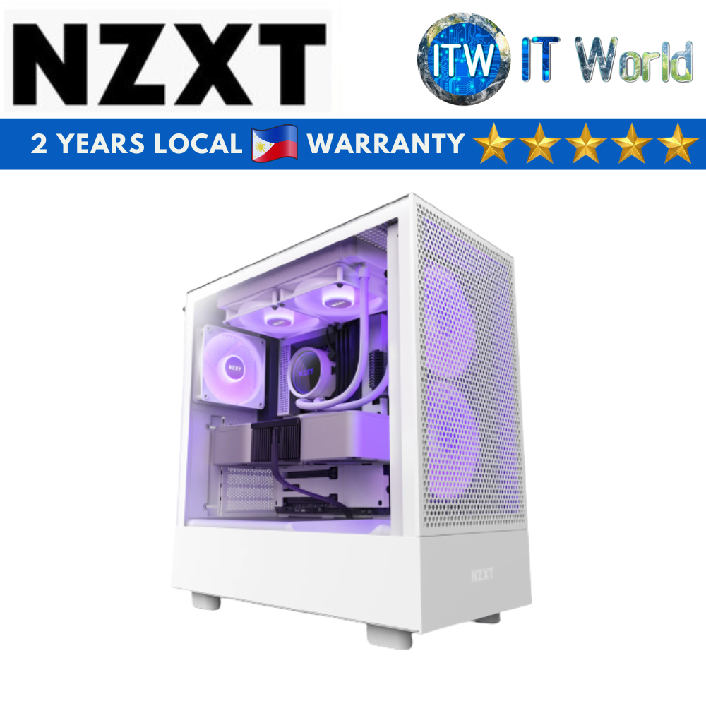 NZXT H5 Flow RGB Compact ATX Mid-Tower Tempered Glass PC Case with RGB ...