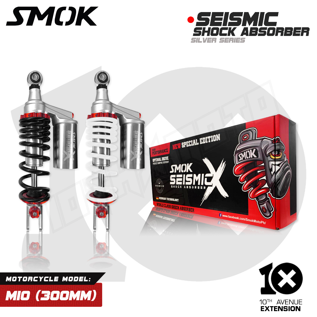10THX SMOK Silver Series Seismic X Rear Shock Absorber for Motorcycle ...