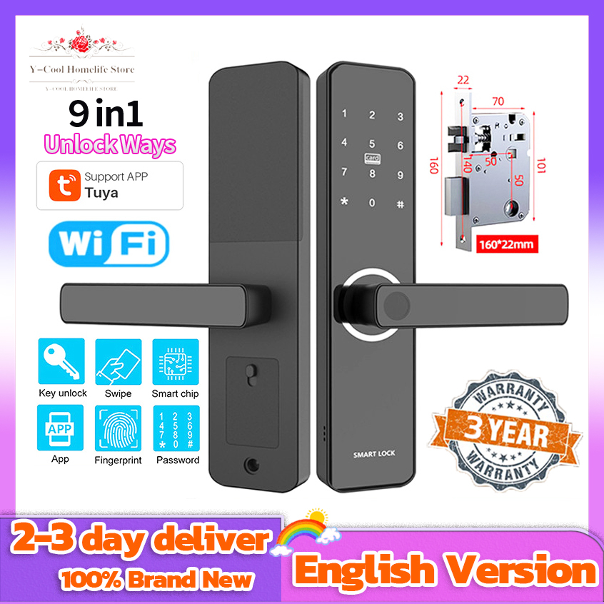 Tuya WiFi Smart Auto Lock Digital Electronic Keypad Handle Door Knob ...