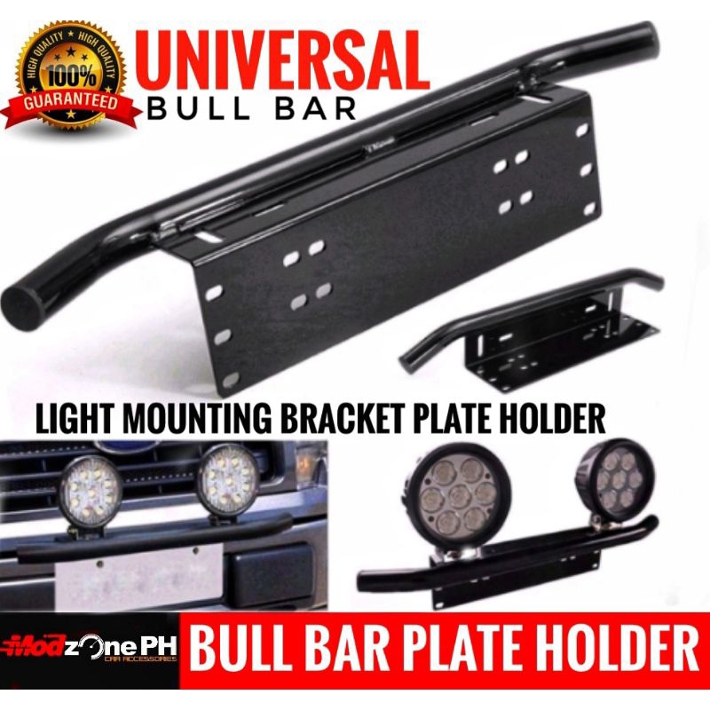 UNIVERSAL BULL BAR LIGHT MOUNTING BRACKET LICENSE PLATE HOLDER FRONT