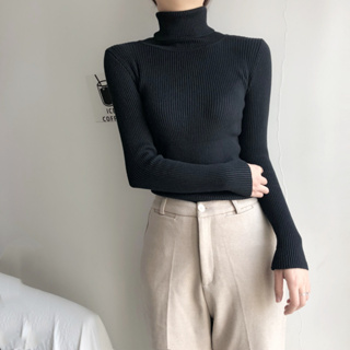 Korean turtleneck knitted top long sleeved solid color Sweater ...