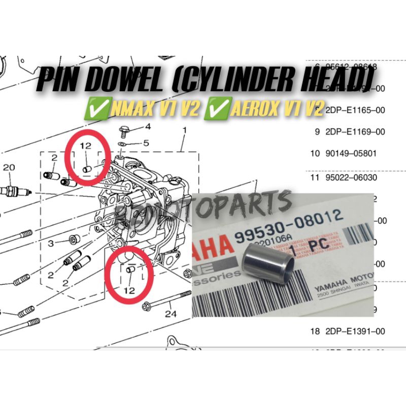 PIN DOWEL (CYLINDER HEAD) NMAX V1, V2 / AEROX V1, V2 Shopee Philippines