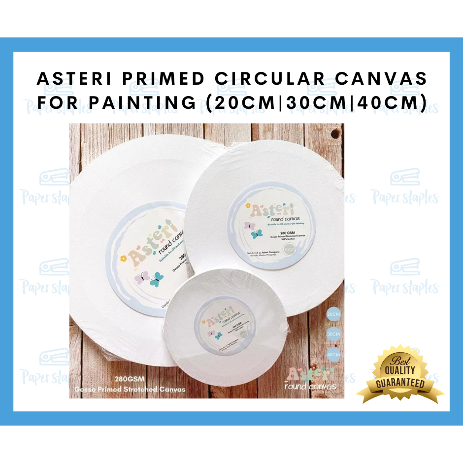 Asteri 280GSM Gesso Primed Circular Round Canvas for painting (20CM ...