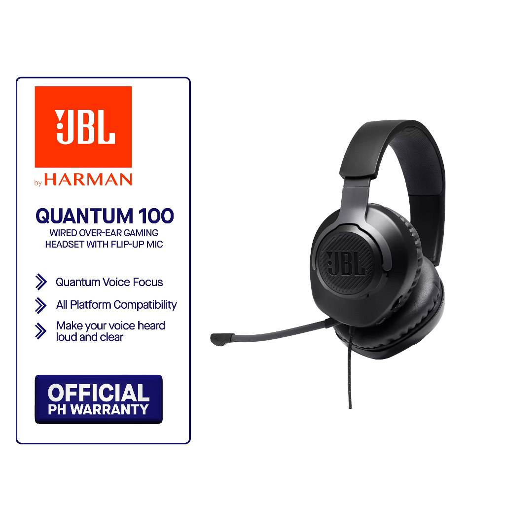 JBL Quantum 100 Quantum 100 M2 Wired Gaming Headset with a Detachable  Mic Over-the-Ear Headphone