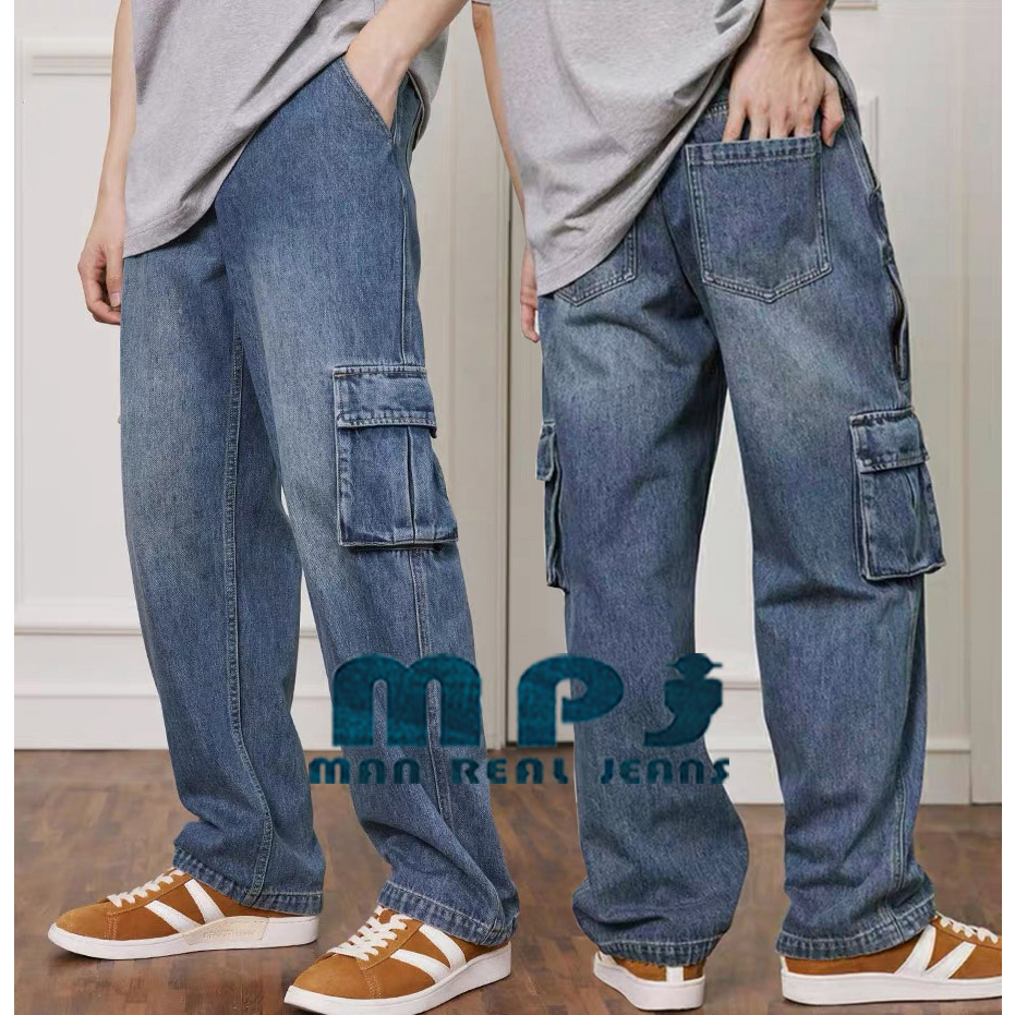 MPJ Mulit-Pocket Jeans Three-dimensional pocket Straight Pants | Shopee ...