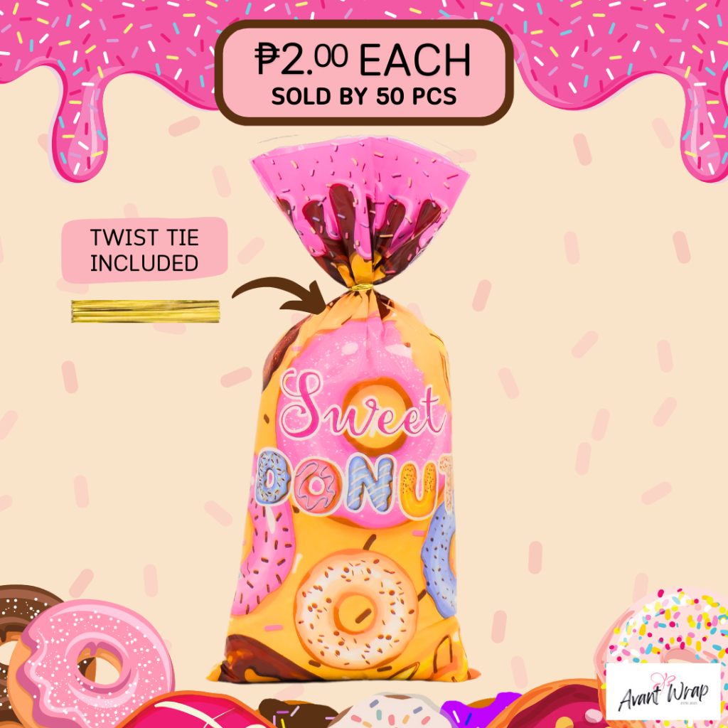 (50PCS) GG2003 Candyland Donut 12X27 CM Plastic Goodie Bags Party Candy