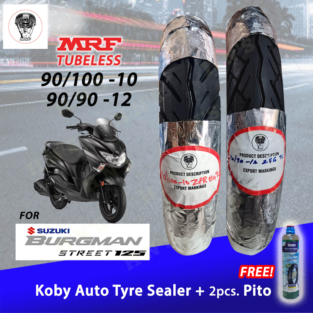 MRF Zapper Tubeless Tires for Suzuki Burgman Street 125 1Set FREE TIRE