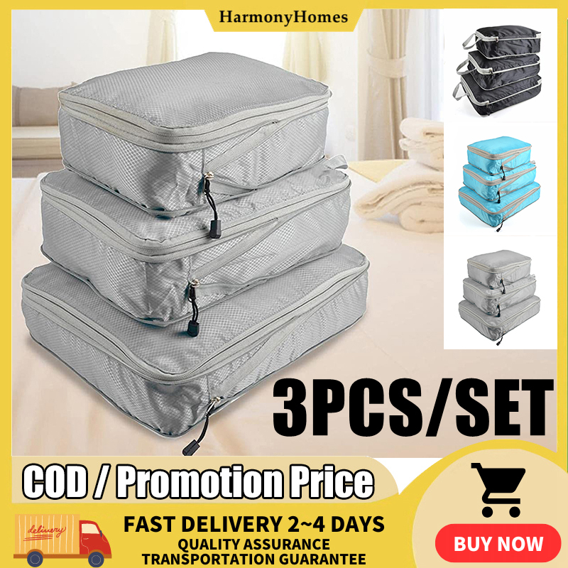 Compression Packing Cubes Travel Luggage Organizer Bag Set Waterproof