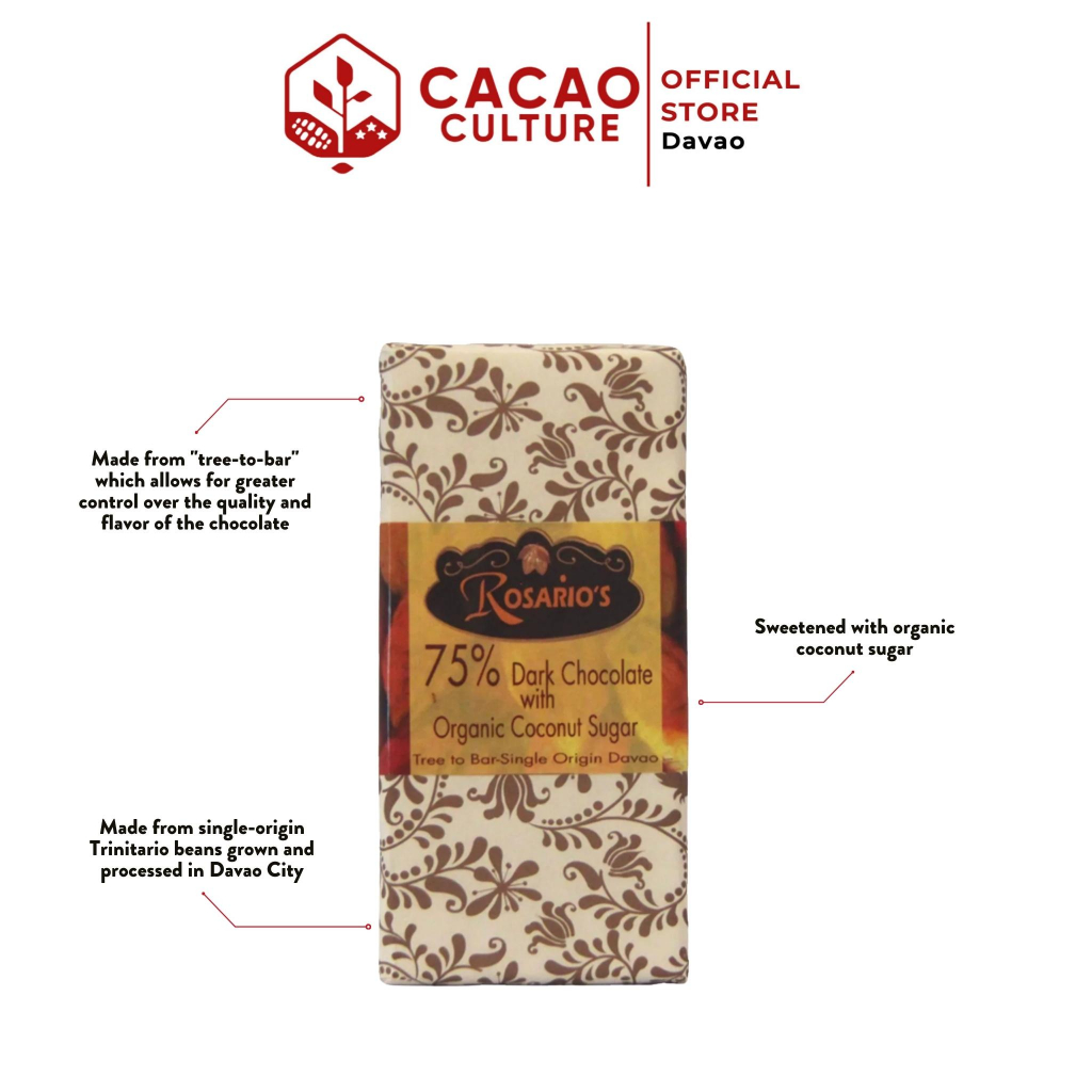 75% Cacao Dark Chocolate Bar with Coconut Sugar