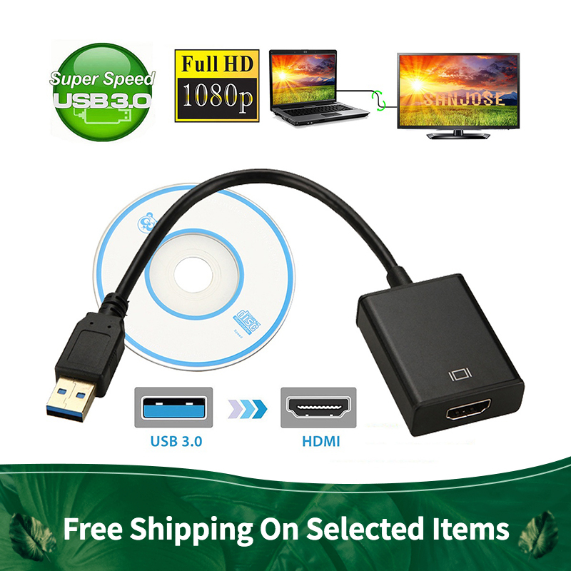 USB 3.0 To HDMI Adapter Cable - Portable Video/Audio Converter For Monitor, Laptop, Phone (15cm)