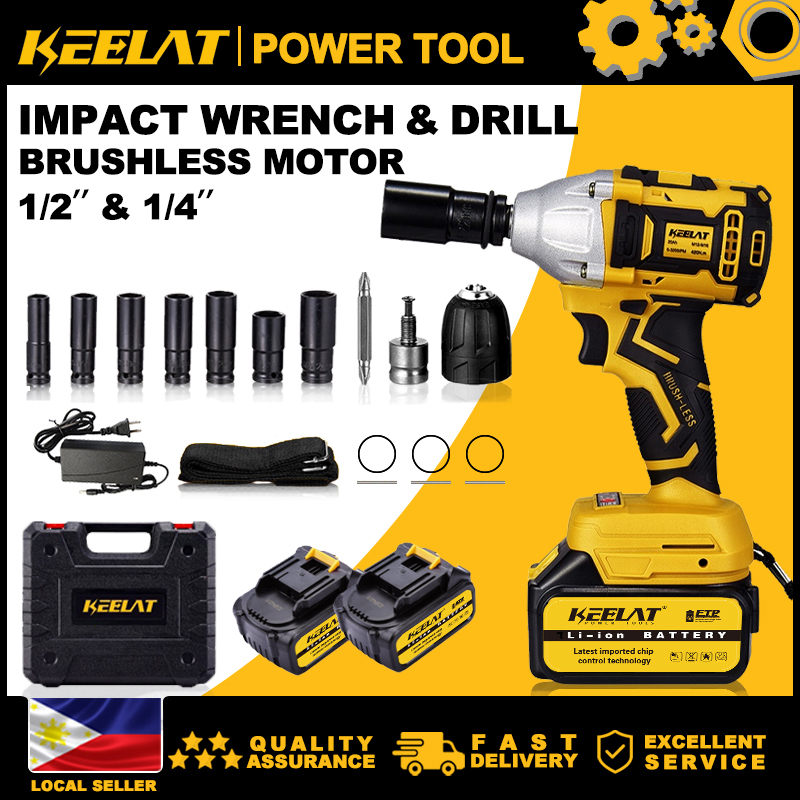 KEELAT Cordless Impact Wrench Heavy Duty Brushless Electric Wrench Tool