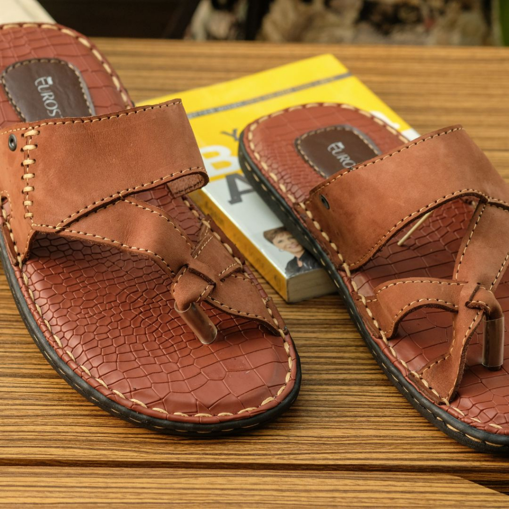 Mens all leather slippers clearance