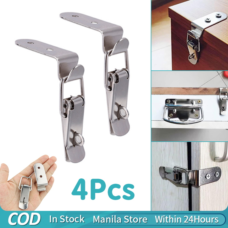 4PCS 90 Degrees Duck-Mouth Buckle Lock Loaded Draw Toggle Latch Silver ...