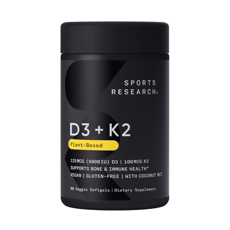 Sports Research Vitamin D3 + K2 60 softgels w/ 5000iu of PlantBased D3