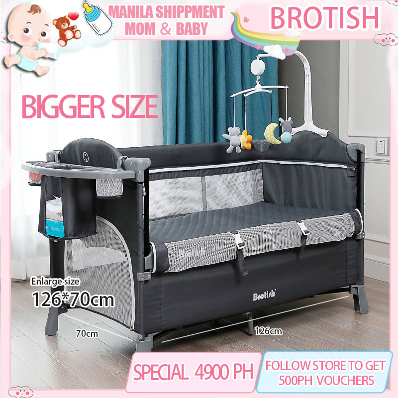 Brotish European Style Folding Crib Stitching Big Bed Child Multifunctional Portable Newborn Baby Shopee Philippines