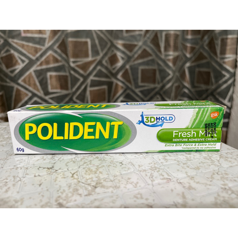 ORIGINAL!!! POLIDENT DENTURE ADHESIVE CREAM FRESH MINT/ FLAVOUR FREE