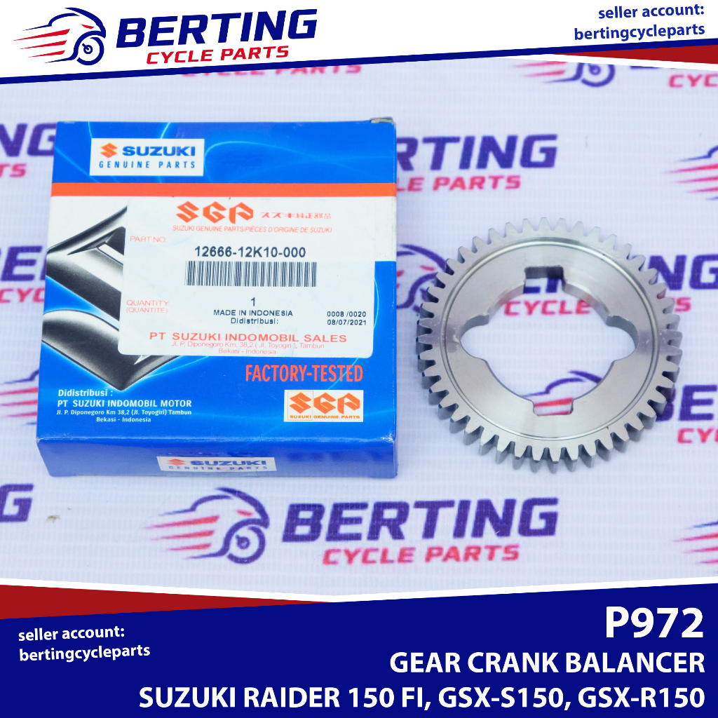 SGP GEAR CRANK BALANCER Suzuki Raider 150 FI GSXS150 GSXR150 Genuine 1266612K10000 Shopee