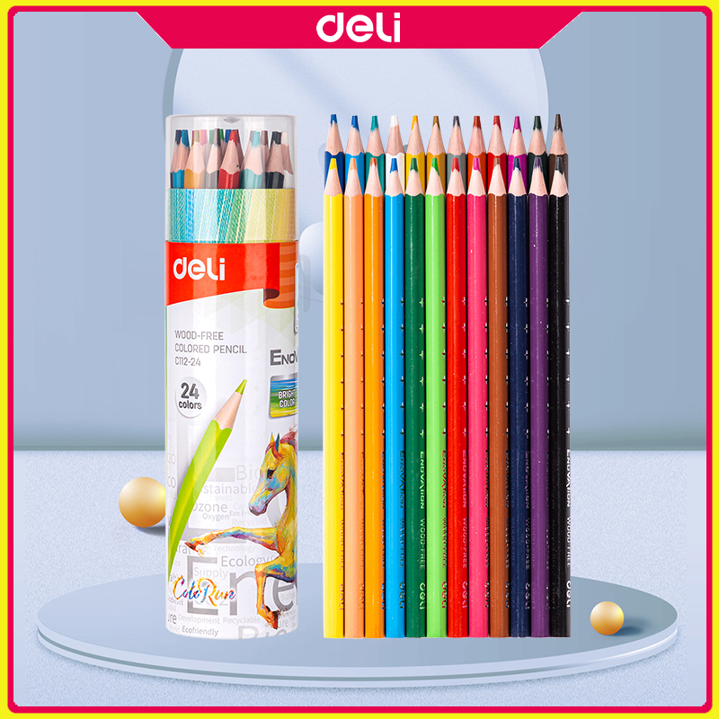 Deli 12/24 PCS Color Pencil Safe And NonToxic Art Paint Colored Pencil