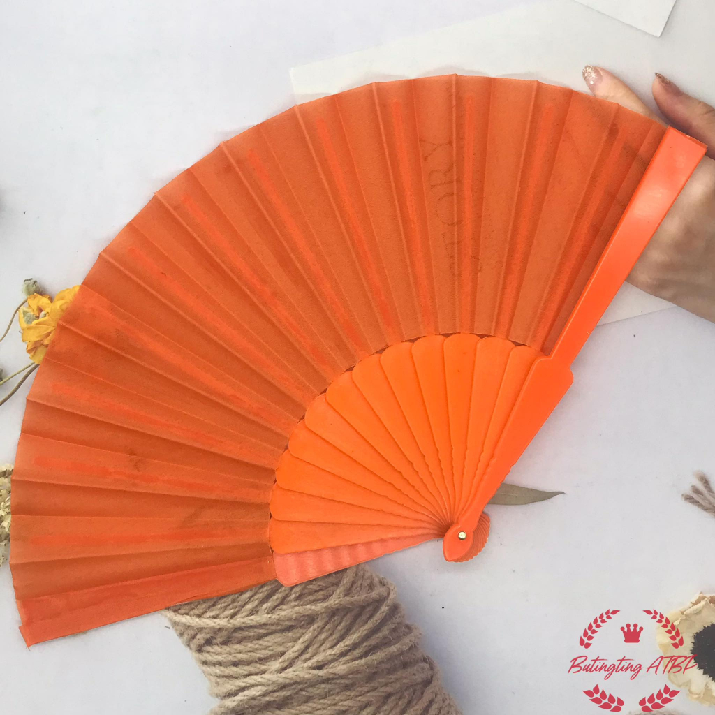 【BTT】23cm single side plastic fan bone solid color cloth fan candy ...
