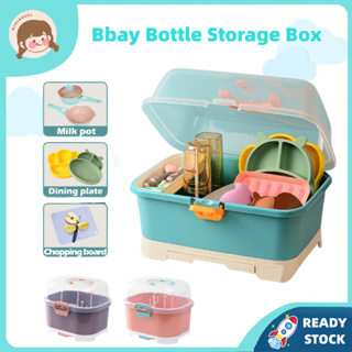 Baby Bottle Storage Box with Cover Nursing Bottle Drying Rack Baby  organizer storage for Outdoor